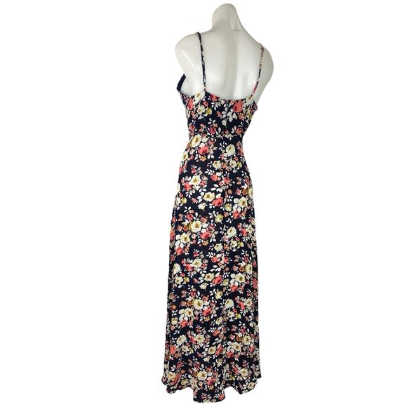 Lulus Blue Everlasting Bliss Floral Print V-Neck Sleeveless Slit Maxi Dress Sz M - Picture 2 of 5